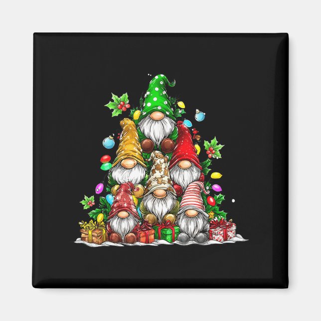 Íman Cute Gnomes Christmas Tree Lights Gnomies Gnome Xm (Frente)