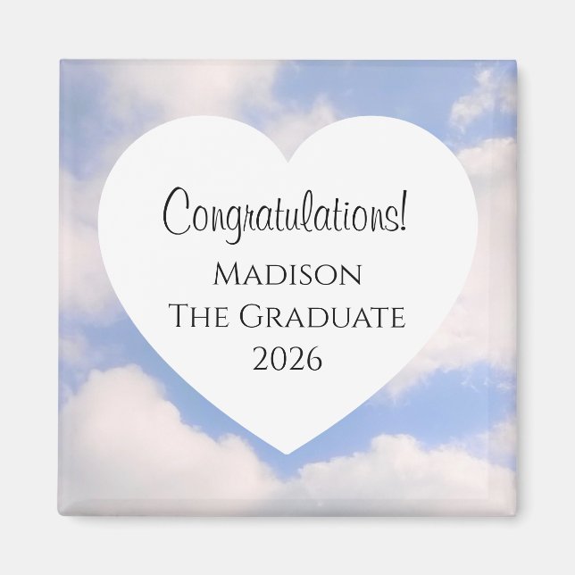 Íman Cute Graduation 2026 Congratulations Message Heart (Frente)