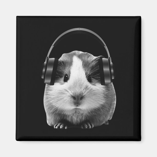 Íman Cute Guiné Pig Ouvindo Dubstep (Frente)