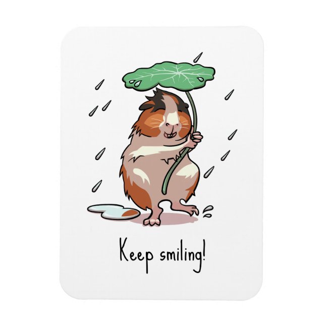 Íman Cute Guinea Pig Keep Smiling Rain Dancing Cartoon (Vertical)