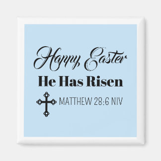 Íman Cute Happy Easter He Has Risen Bible Verse Blue