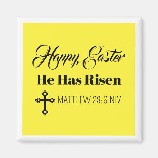 Íman Cute Happy Easter He Has Risen Bible Verse Yellow