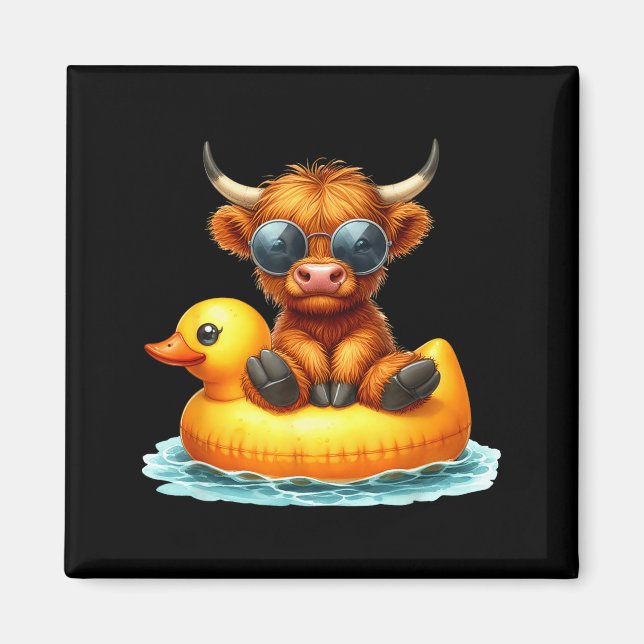 Íman Cute Highland Cow Duck Ol Float Summer Vibes Swimm (Frente)