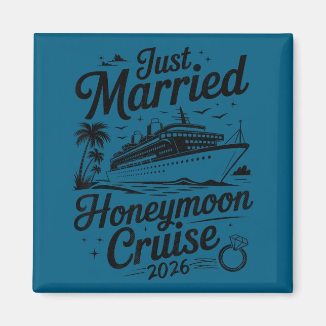 Íman Cute Just Married Honeymoon Cruise 2026 Newlyweds  (Frente)