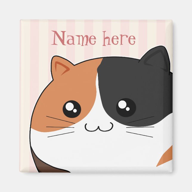 Íman Cute Kawaii Calico gatinho (Frente)