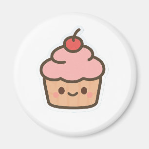Íman Cute Kawaii Cupcake Magnet – Happy Dessert Illustr