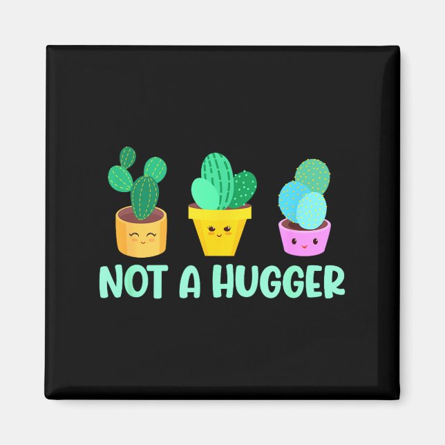 Íman Cute Kawaii Do Not Hug I'm Not A Hugger Cactus  (Frente)