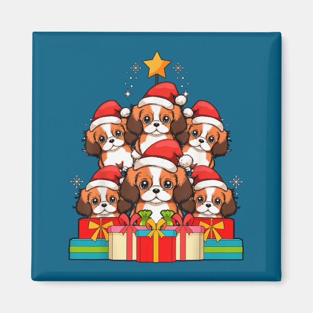 Íman Cute King Charles Cavalier Le Dog Christmas Tree X (Frente)