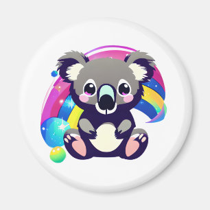 Íman Cute Koala Bear e Rainbow