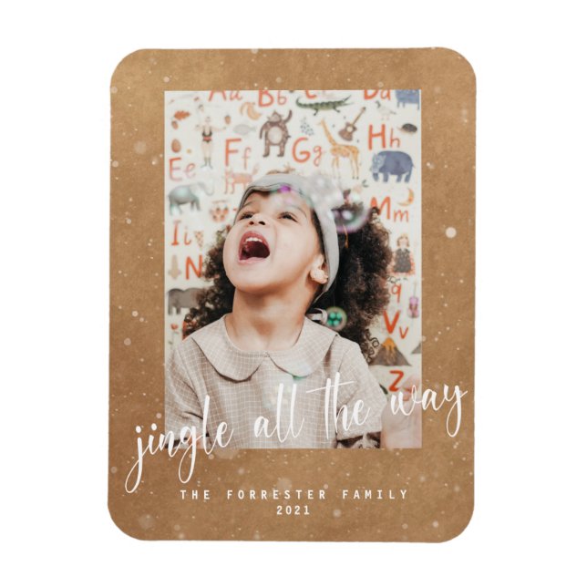 Íman Cute Kraft Jingle All The Way Script 2 Foto  (Vertical)