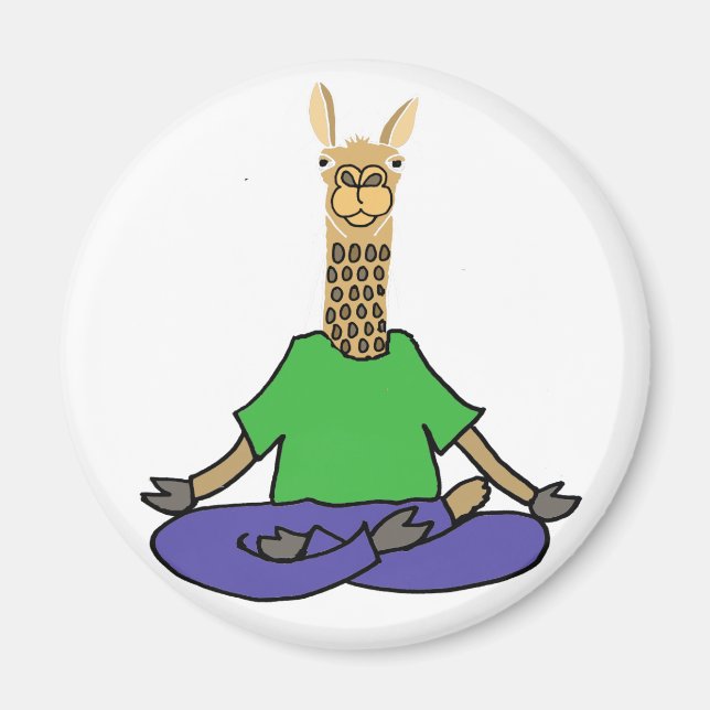 Íman Cute Llama fazendo cartoon Yoga (Frente)