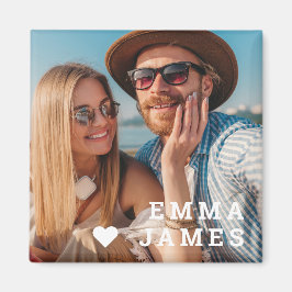 Íman Cute Love Heart Photo Couples Personalized Names