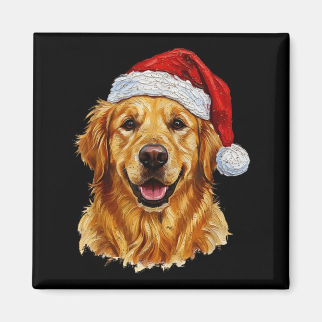 Íman Cute Merry Christmas Golden Retriever Dog Christma (Frente)