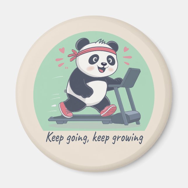 Íman Cute Motivational Panda on Treadmill (Frente)
