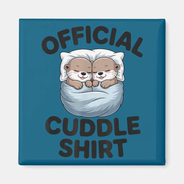 Íman Cute Otter Couple Cozy Cuddle  (Frente)