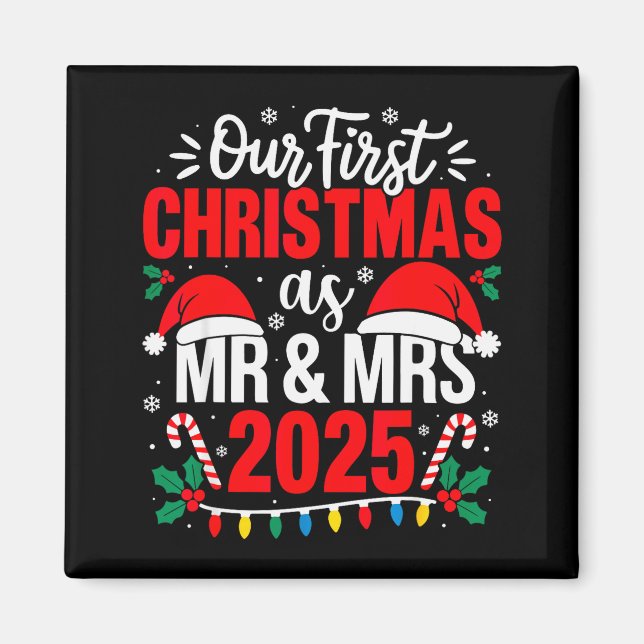 Íman Cute Our First Christmas As Mr &amp; Mrs 2025 Coup (Frente)