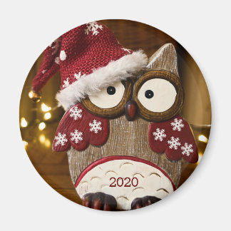 Íman Cute Owl Christmas Wood