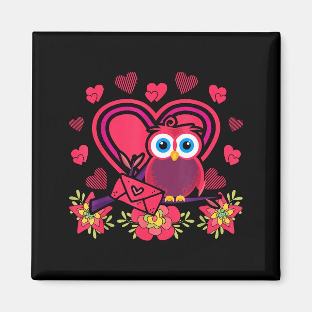 Íman Cute Owl Valentines Day Gift Bird Owl  (Frente)