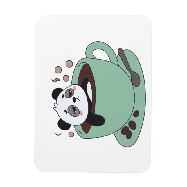 Íman Cute Panda In Coffee Cup Coffee Lover Gift (Vertical)