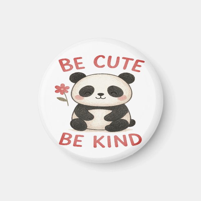 Íman Cute Panda Magnet Button – “Be Cute, Be Kind”  (Frente)