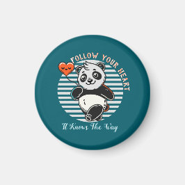 Íman Cute Panda "Siga o Seu Coração" Personalizado