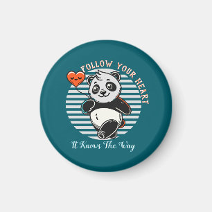 Íman Cute Panda "Siga o Seu Coração" Personalizado
