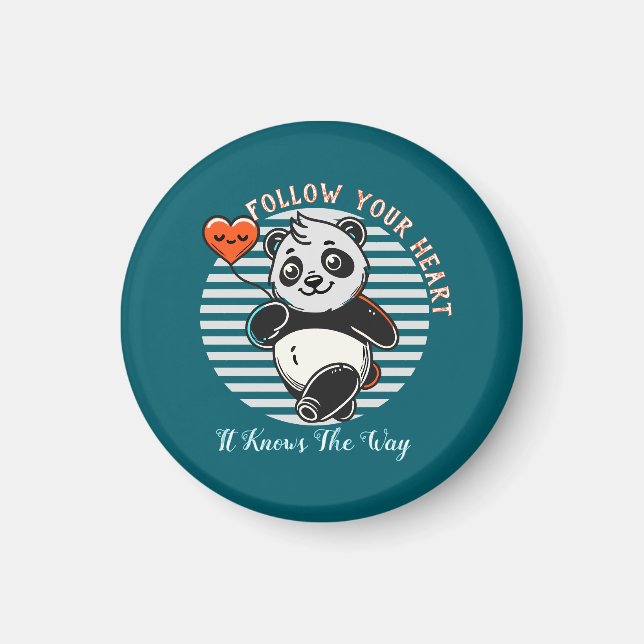 Íman Cute Panda "Siga seu coração" Personalizado (Frente)