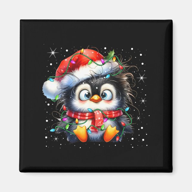 Íman Cute Penguin Christmas Lights Penguins Lover Girls (Frente)
