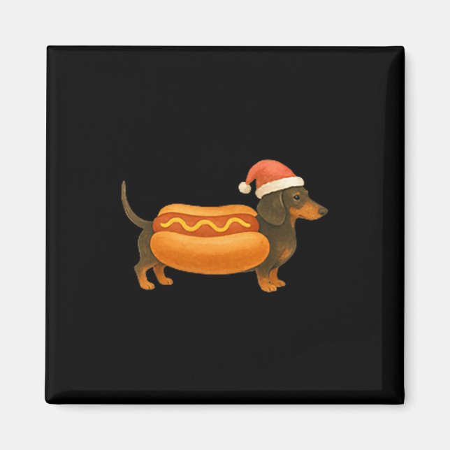 Íman Cute Petite Christmas Funny Hot Dog Dachshund  (Frente)