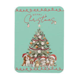 Íman Cute Pets Christmas Magnet on Aqua Background