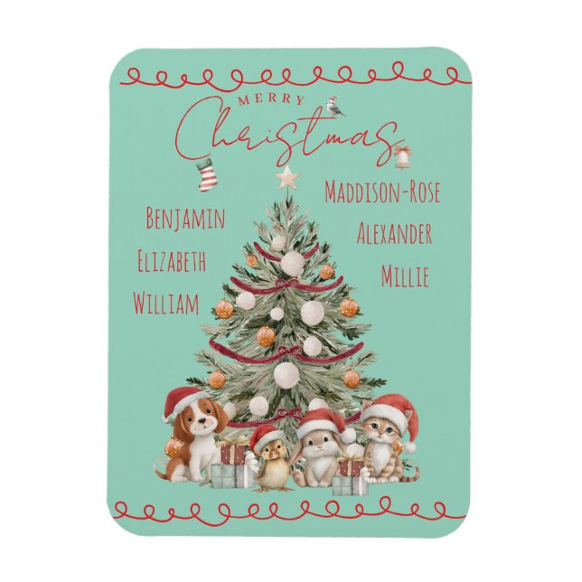 Íman Cute Pets Watercolour Family Christmas Magnet  (Vertical)