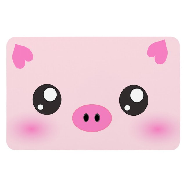 Íman Cute Pig Face - minimalismo kawaii (Horizontal)