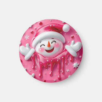 Íman Cute Pink Christmas Snowman Magnet