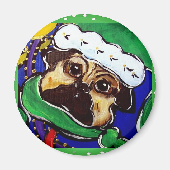 Íman Cute Pug de Natal (Frente)