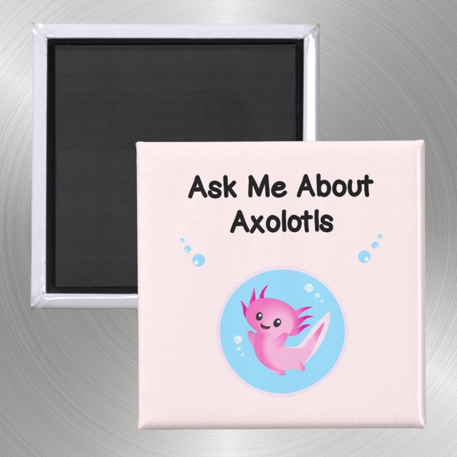 Íman Cute Purple Me Pergunte Sobre Axolotls Salamander (Criador carregado)
