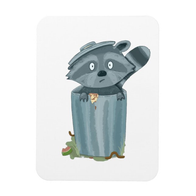 Íman "Cute Raccoon and Garbage - Imprensa da Arte Anima (Vertical)