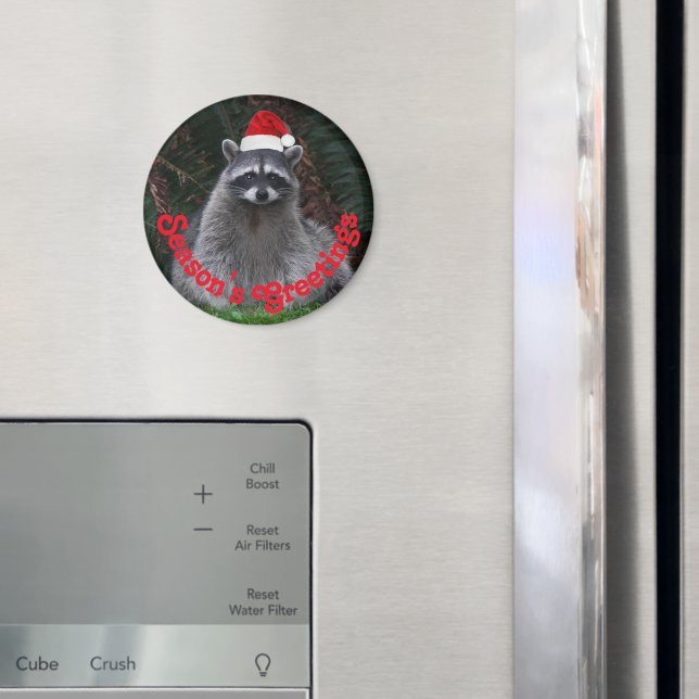 Íman Cute Raccoon Vestindo Feriado Vermelho Santa Hat (In Situ (Fridge))
