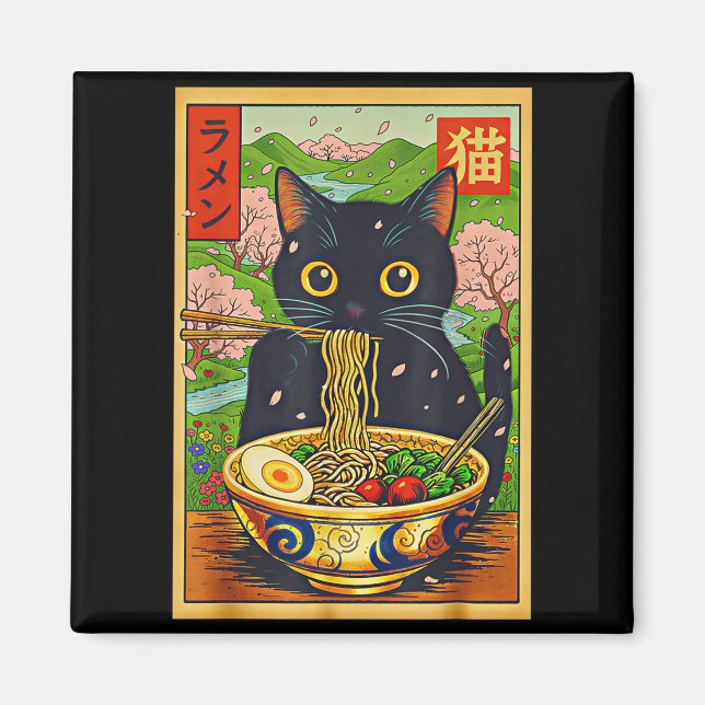 Íman Cute Ramen Cat Nature Flowers Noodle Anime  (Frente)