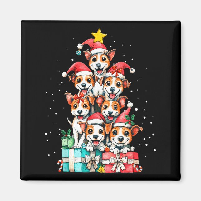 Íman Cute Rat Terrier Le Dog Christmas Tree Xmas  (Frente)