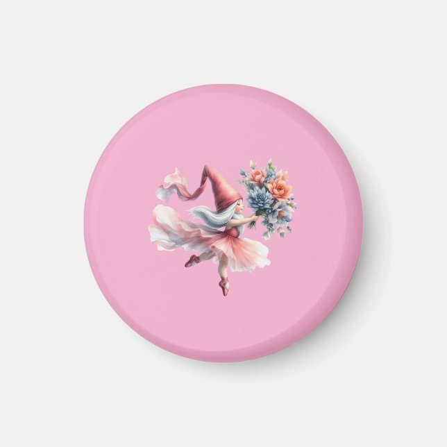 Íman Cute Round Gnome in Pink Tutu Men's T-Shirt (Frente)