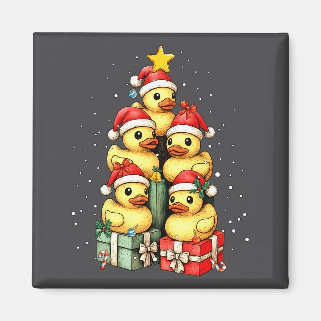 Íman Cute Rubber Ducks Le Duckie Christmas Tree Xmas Ha (Frente)