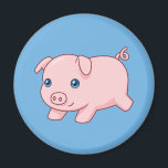 Íman Cute Running Piglet Pig on Blue<br><div class="desc">Vector illustration of an adorable running piglet.</div>