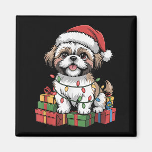 Íman Cute Shih Tzu Santa Hat Café Natal