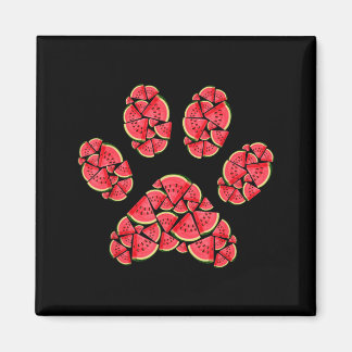 Íman Cute Silhouette Of Dog Paw Watermelon Slices