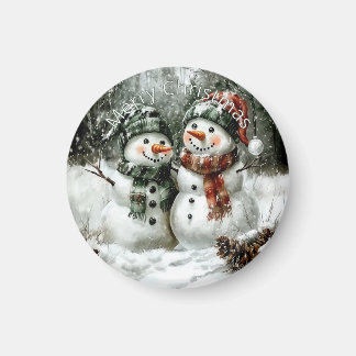 Íman Cute Snowman Couple Christmas Magnet