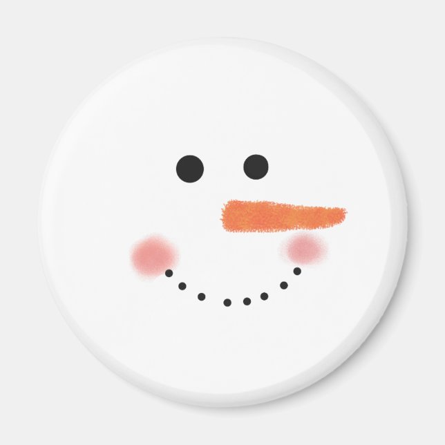 Íman Cute Snowman Face Round (Frente)