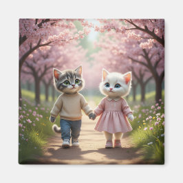 Íman Cute Spring Cat Magnet | Tom & Luna Cherry Blossom