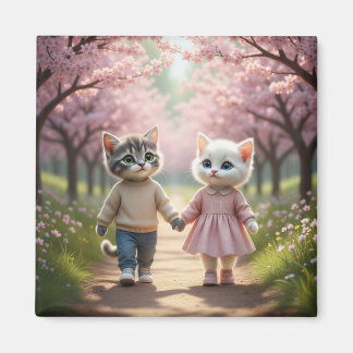 Íman Cute Spring Cat Magnet | Tom & Luna Cherry Blossom