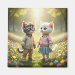 Íman Cute Spring Cat Magnet | Tom & Luna Flower Meadow 