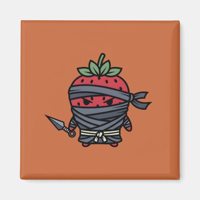 Íman Cute Strawberry Ninja Assassin Japanese Pop Art (Frente)